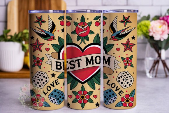 Best Mom Tattoo Art 20oz Tumbler Wrap