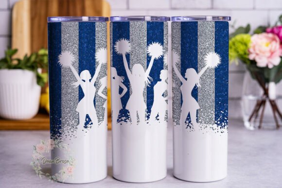 Blue Silver Cheer Glitter 20oz Tumbler W
