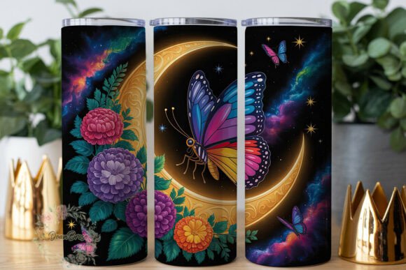 Butterfly Moon Floral 20oz Tumbler Wrap