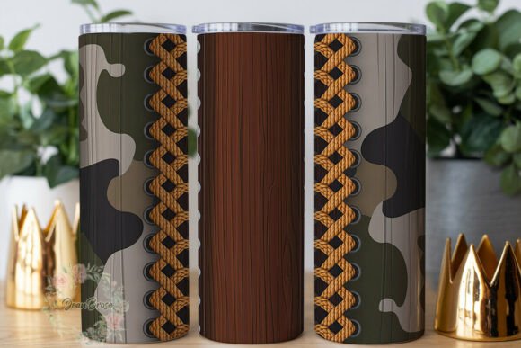 Camo Wood Lacing 20oz Tumbler Wrap