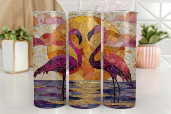 Flamingo on a Beach Tumbler for 20 Oz