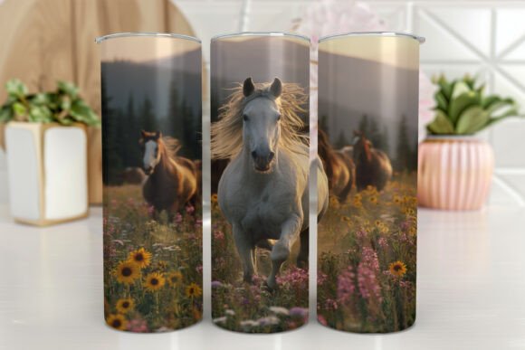 Floral Horse Seamless Tumbler Wrap