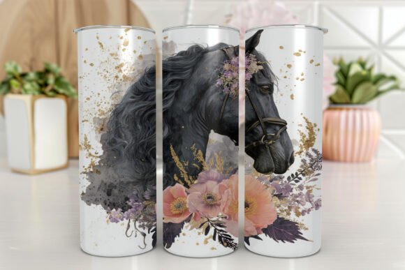 Floral Horse Tumbler Elegant Western