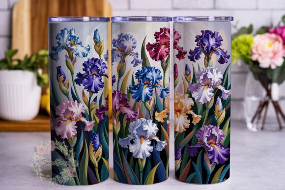 Floral Iris Garden 20oz Tumbler Wrap