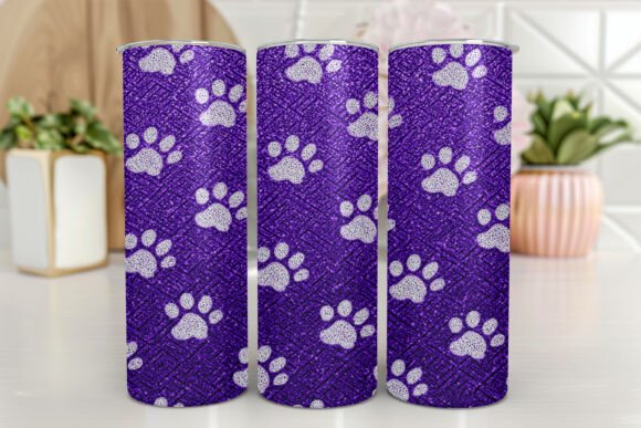 Glitter Dog Paw Tumbler Wrap 20 Oz