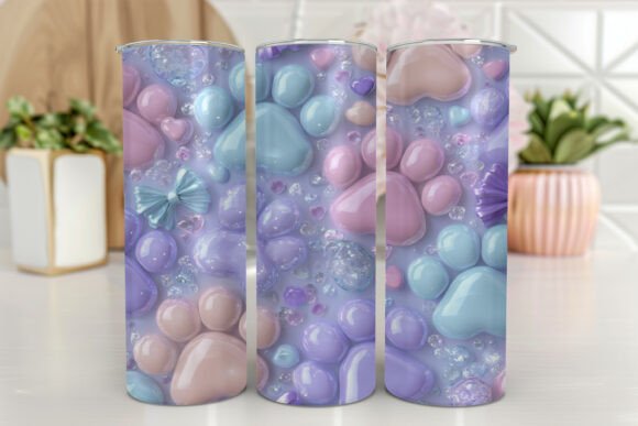 Glitter Paw Print Heart Tumbler Wrap PNG