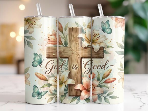 God is Good Cross Lily 20oz Tumbler Wrap