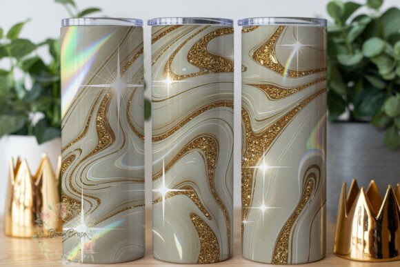 Gold Marble Glitter Swirl 20oz Tumbler
