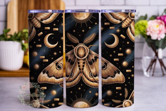 Gold Moth Celestial Black 20oz Tumbler W