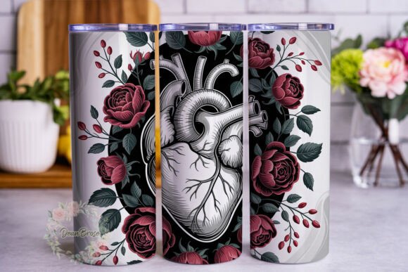 Gothic Heart Roses 20oz Tumbler Wrap