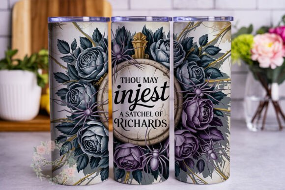 Gothic Purple Roses Spider Tumbler
