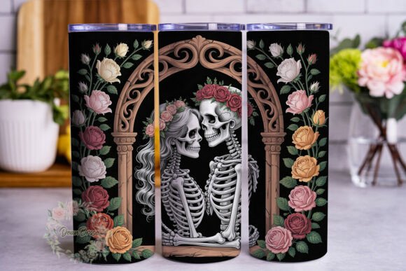 Gothic Skeleton Roses 20oz Tumbler Wrap