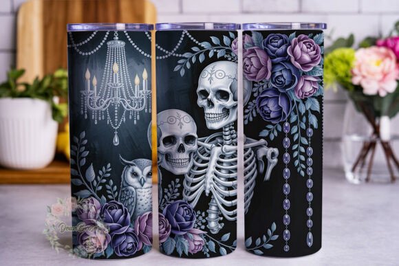 Gothic Skull Owl Rose 20oz Tumbler Wrap