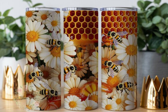 Honeycomb Daisy Bees 20oz Tumbler Wrap