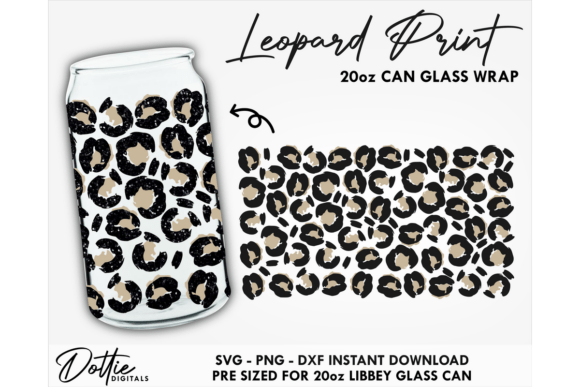 Leopard Print 20oz Glass Can Wrap SVG