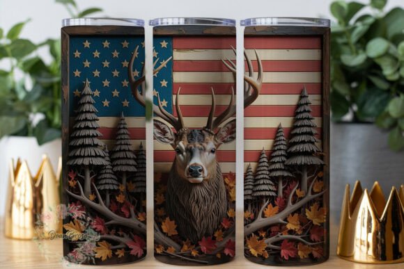 Majestic Deer Flag Rustic 20oz Tumbler