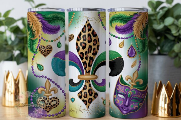 Mardi Gras Fleur De Lis Tumbler Wrap PNG