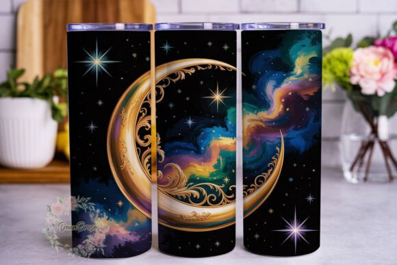 Ornate Gold Crescent Moon Tumbler Wrap P