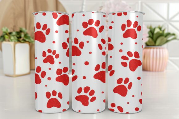 Pink Dog Paw Prints 20 Oz Skinny Tumbler