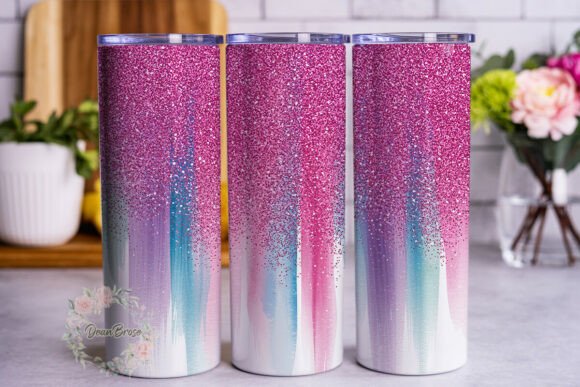 Pink Glitter Watercolor 20oz Tumbler Wra