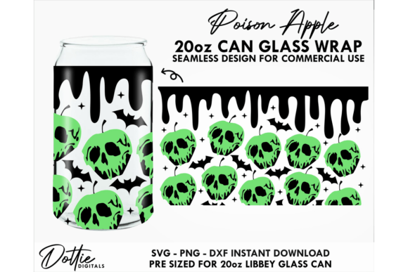 Poison Apple 20oz Glass Can Wrap SVG