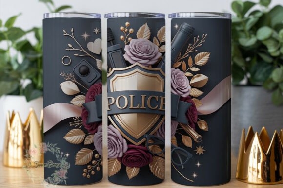 Police Officer Rose Floral 20oz Tumbler