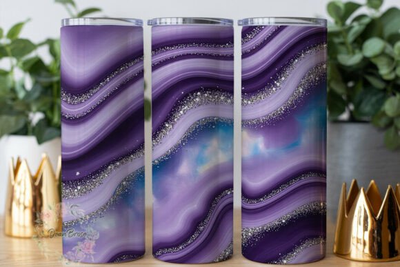 Purple Blue Glitter Swirl 20oz Tumbler