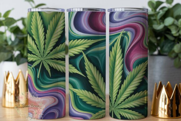 Purple Pink Weed Leaf 20oz Tumbler Wrap