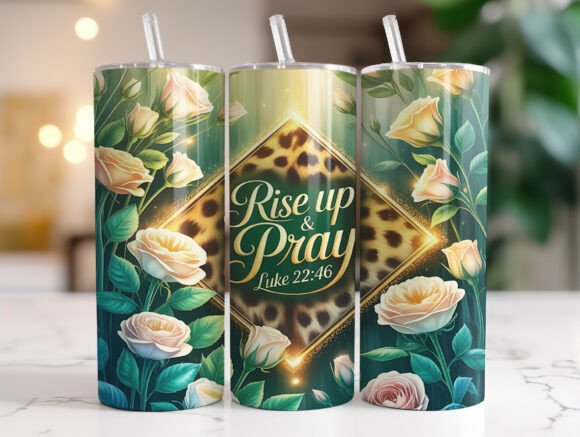 Rise Up and Pray Bible Verse Tumbler PNG