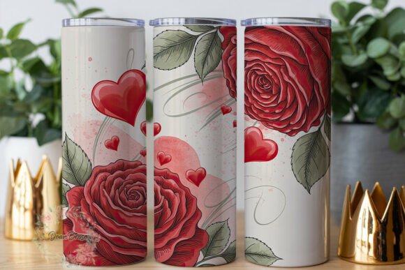 Romantic Roses Hearts 20oz Tumbler Wrap