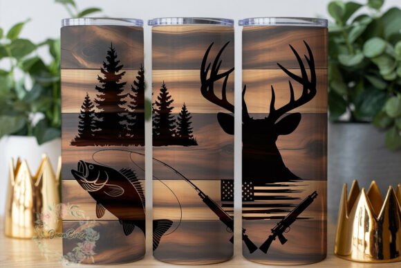 Rustic Hunting Fishing 20oz Tumbler Wrap