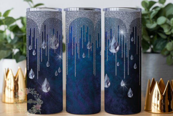 Shimmering Blue Glitter Teardrop Tumbler