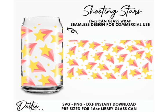 Shooting Stars 16oz Glass Can Wrap SVG
