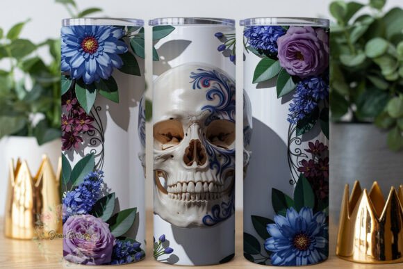 Skull Floral Glam 20oz Tumbler Wrap