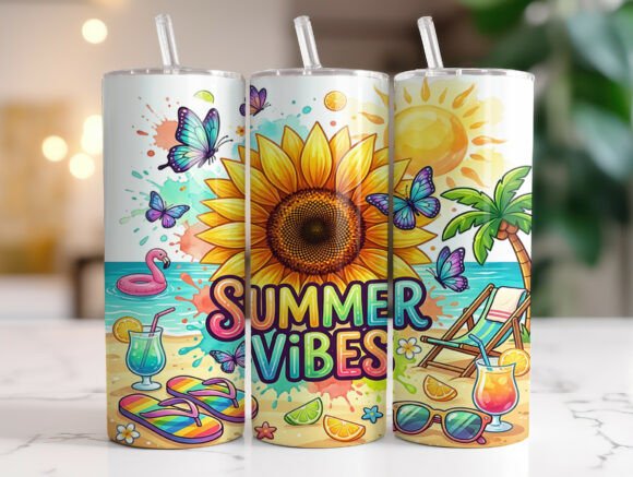 Summer Vibes Sunflower Floral Tumbler