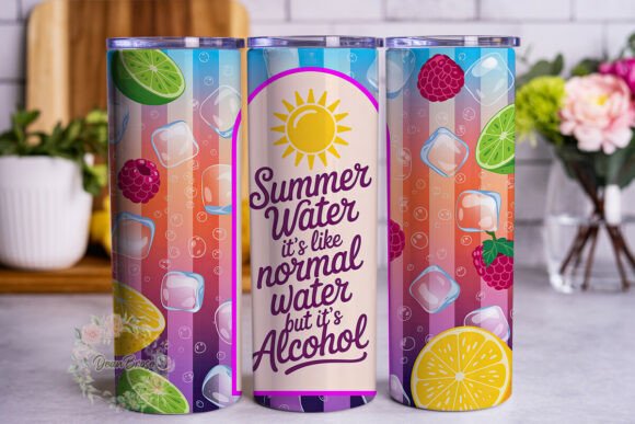 Summer Water Alcohol Tumbler Wrap PNG