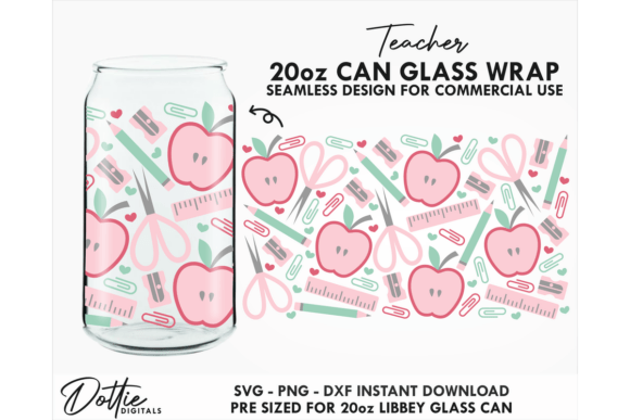 Teacher 20oz Glass Can Wrap SVG