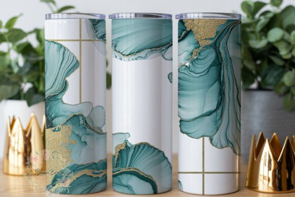 Teal Gold Marble Abstract 20oz Tumbler