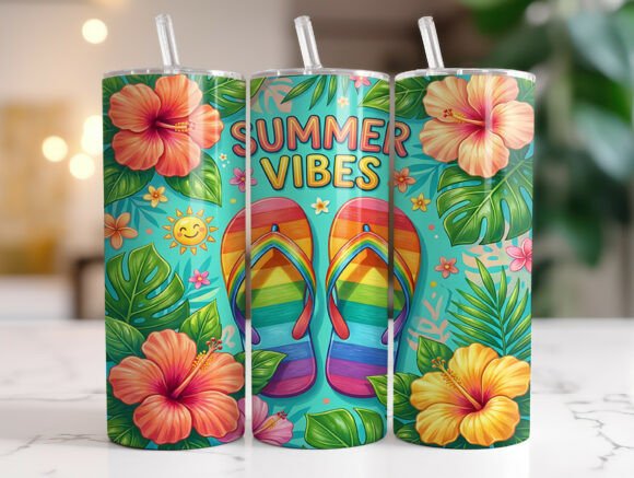 Tropical Hibiscus Summer Vibes Tumbler