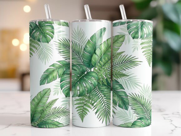 Tropical Monstera Palm Leaves Tumbler