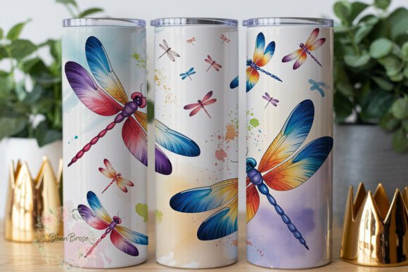 Watercolor Dragonfly Garden 20oz Tumbler